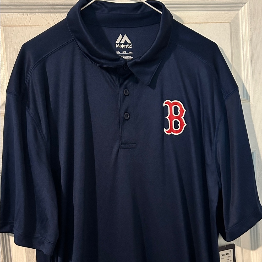 Majestic Dark Blue Polo with Red Sox Emblem